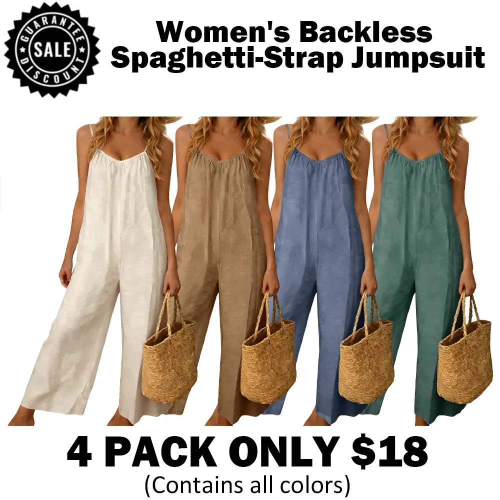 🔥Hot Sale💥-Women's Backless Spaghetti-Strap Jumpsuit🔥 (Sizes XS–5XL)