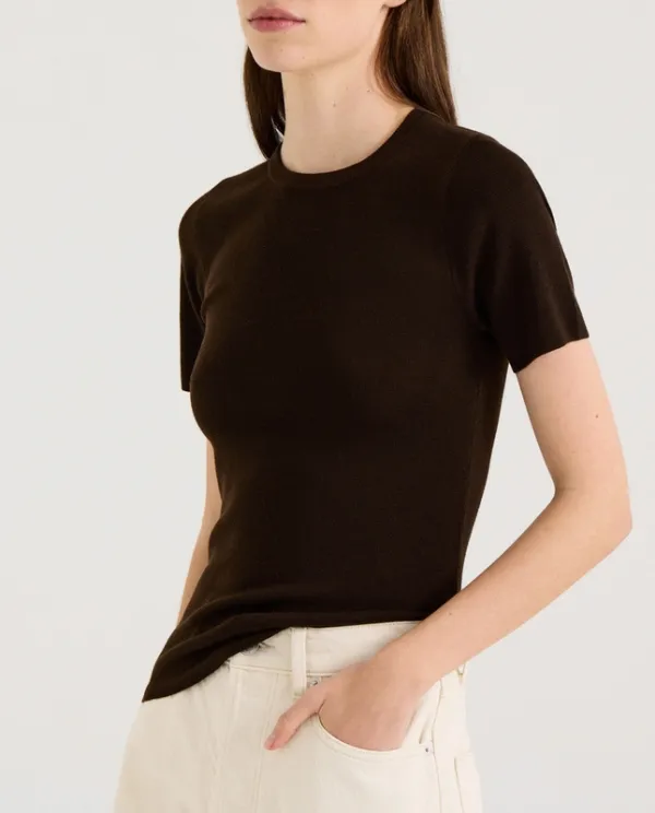 Chocolate Merino Crew Neck T-Shirt