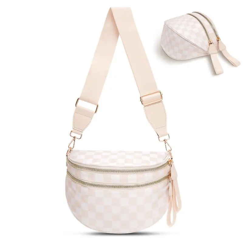 🏷️ 🔥 Clearance Sale – 40% OFF! 🔥 Black & White Checkered Nylon Bum Bag – Plus Size Friendly Fanny Pack | Spacious, Lightweight & Stylish Crossbody Gift for Everyone
