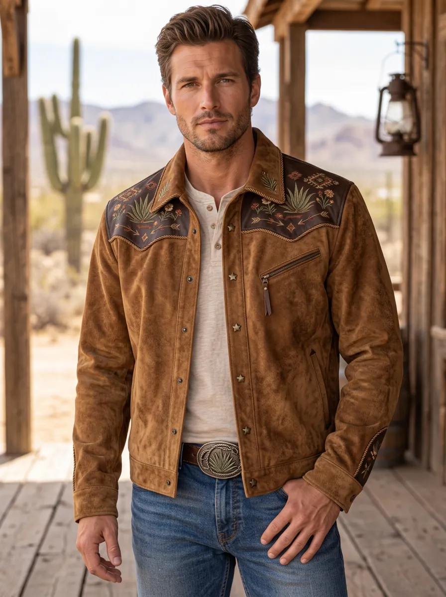 Men's Western Cowboy Floral Jacket