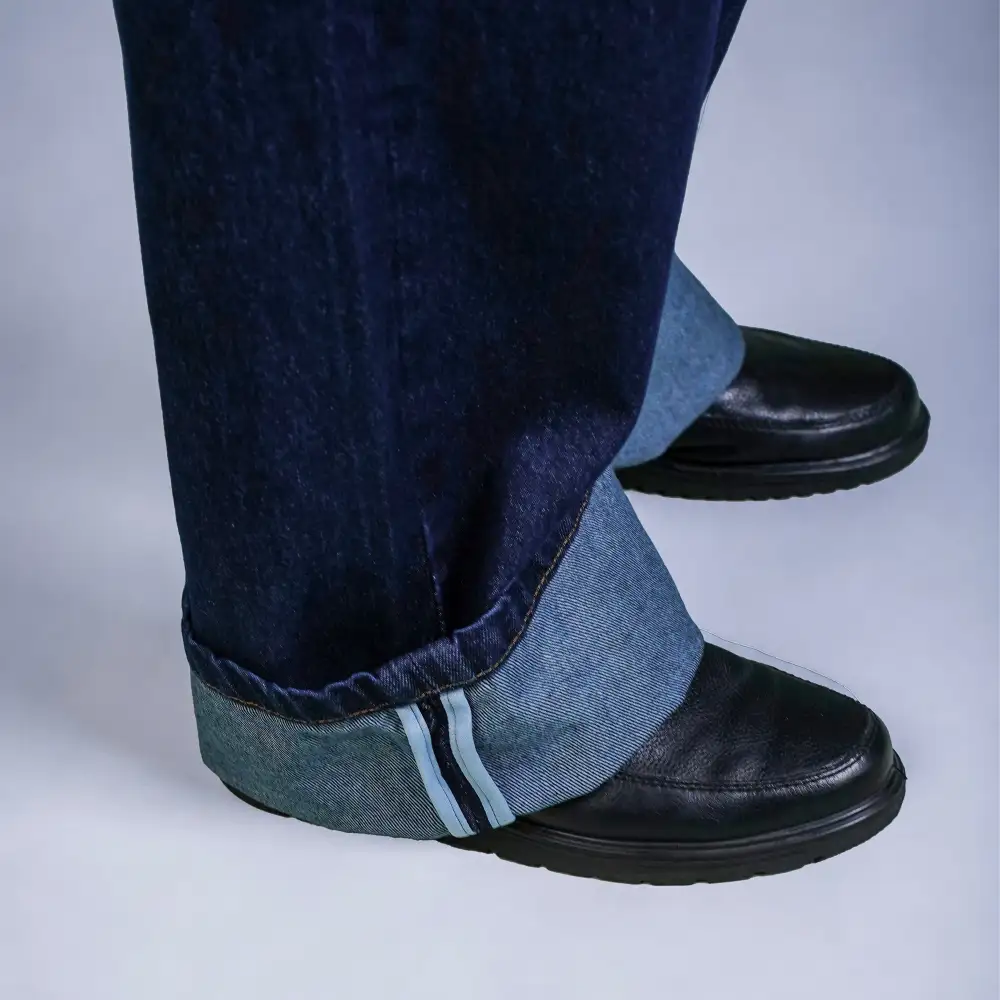 Men's Raw Finish Baggy Stretch Denim Jeans