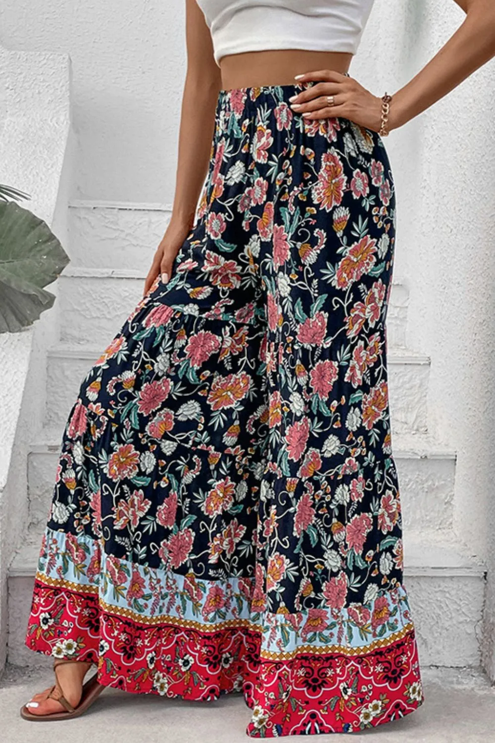 High Waist Floral Pants
