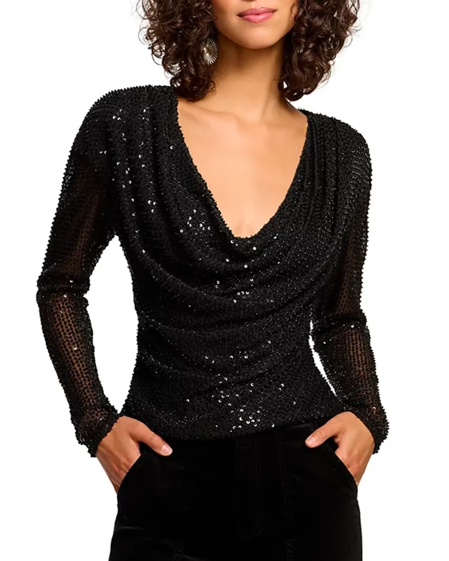 Sexy Style V-Neck Cowlneck Top