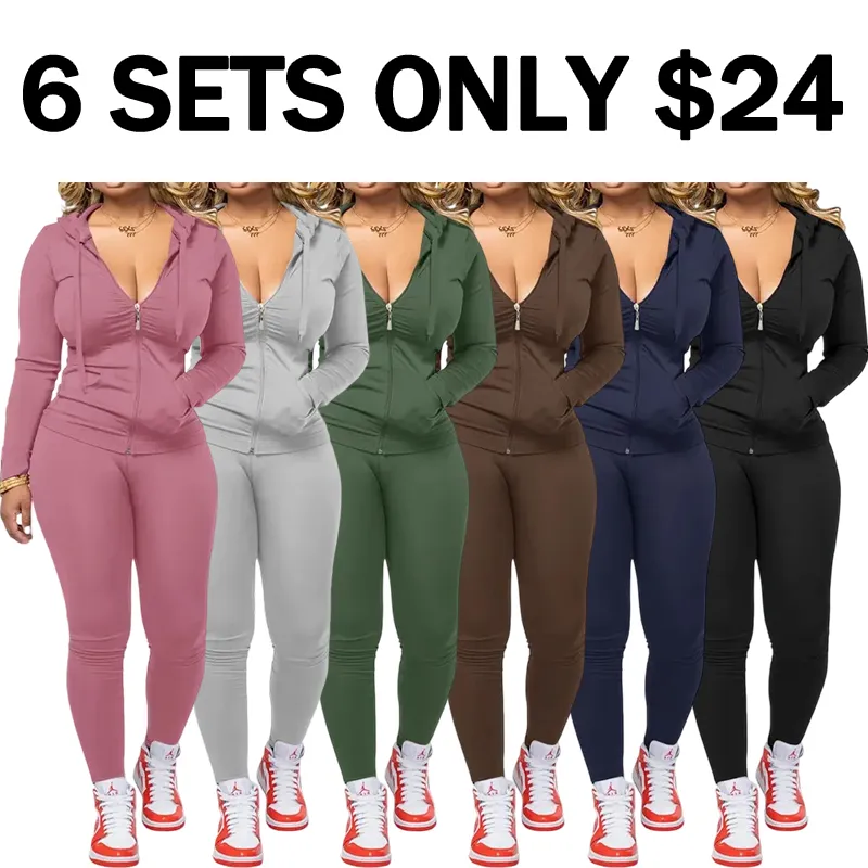 Women's Fall Zipper Hoodie and Skinny Pants Set, Casual Soft Long Sleeve Pullover with Pocket Design