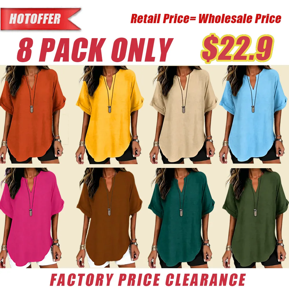 Women's Solid Color Short-Sleeve Shirt