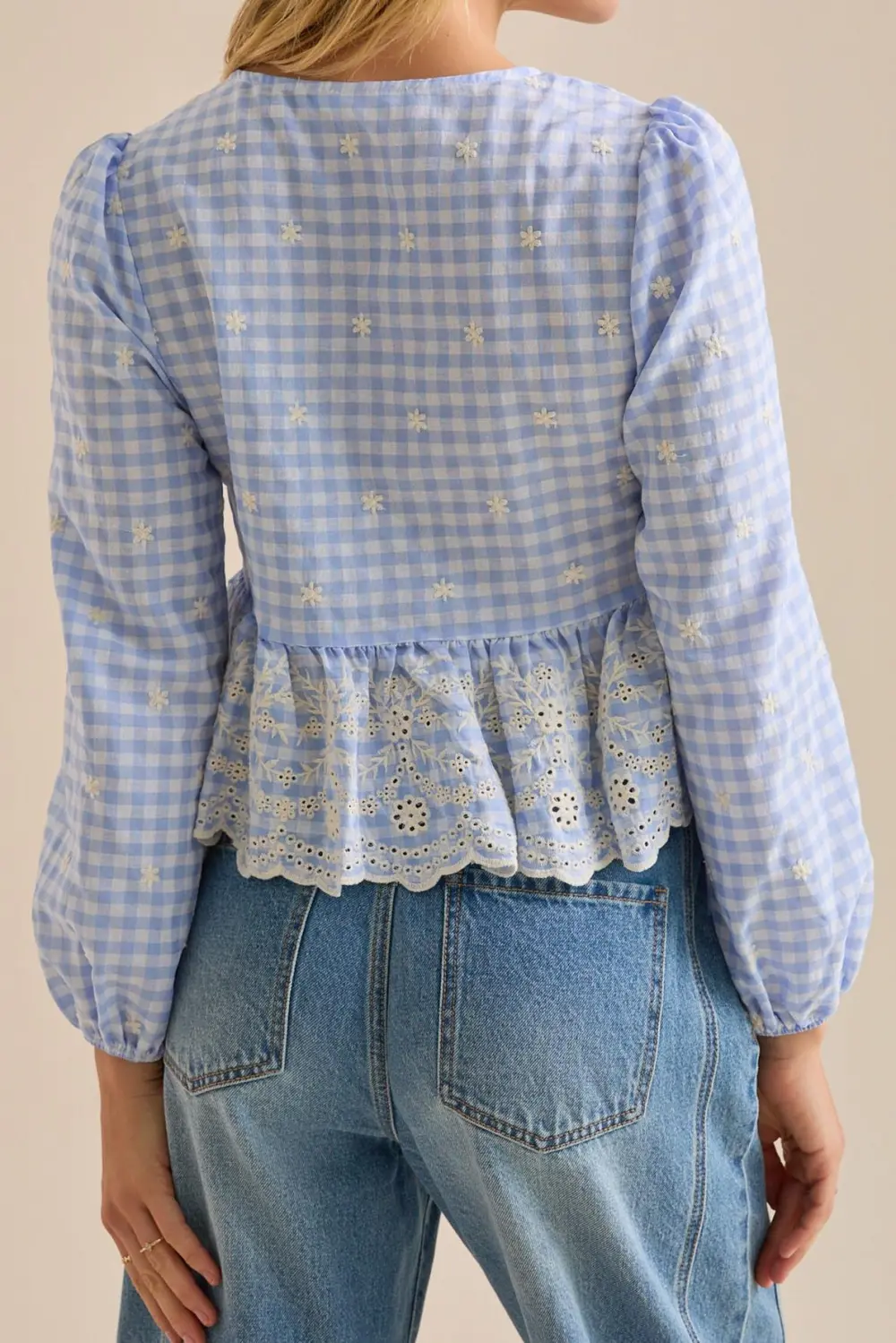Gingham Front Tie Top