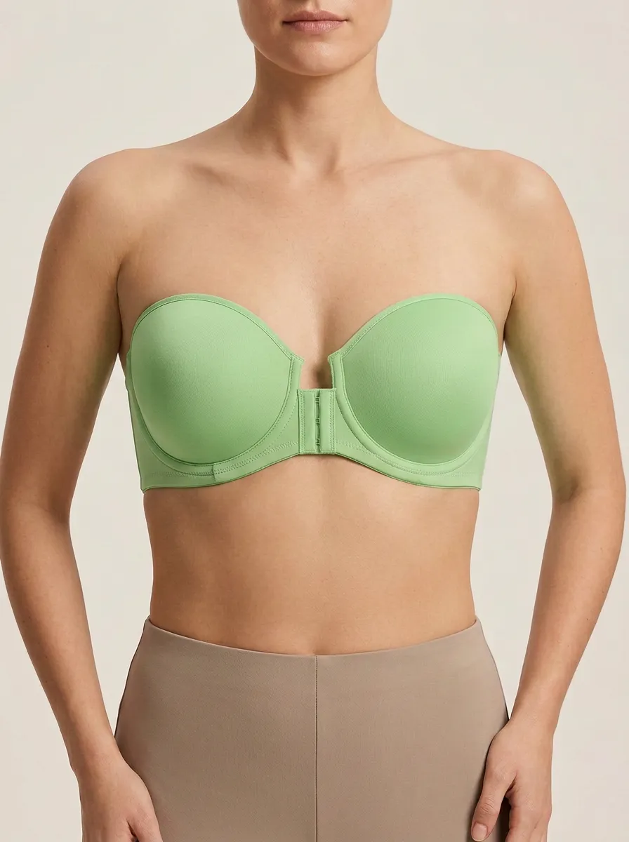 Women's Structured-Cup Defined-Shape Front-Closure Strapless Bra