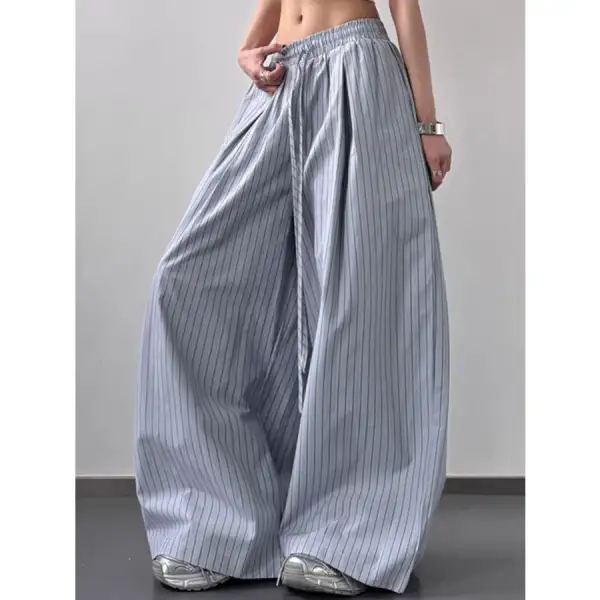 Soft Striped Wide Leg Drawstring Pants