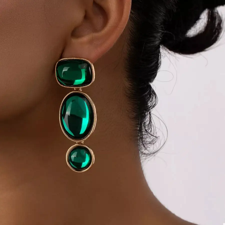 K Gold Plated Alloy Resin Drop Earrings