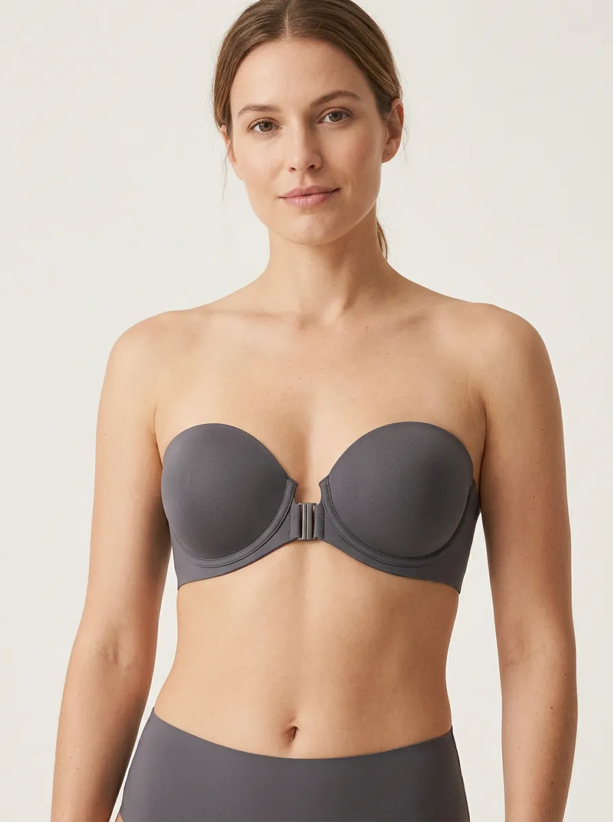 Women's Molded-Cup Clean-Line Front-Closure Strapless Bra