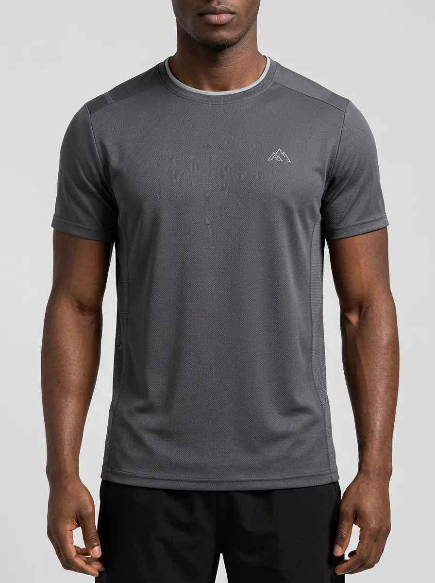Men's Mountain Athletic Mesh Textured Technical Sport Crewneck T-Shirt