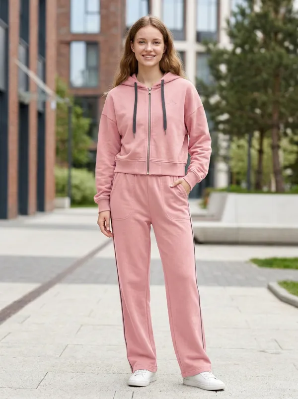 Women's Olive Green Star Embroidered Zip-up Hoodie Jogger Set