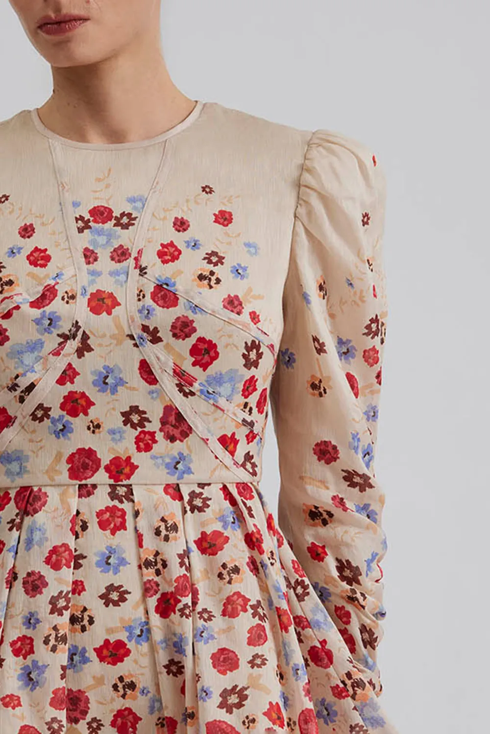 Floral Embroidered Puff Sleeve Mini Dress