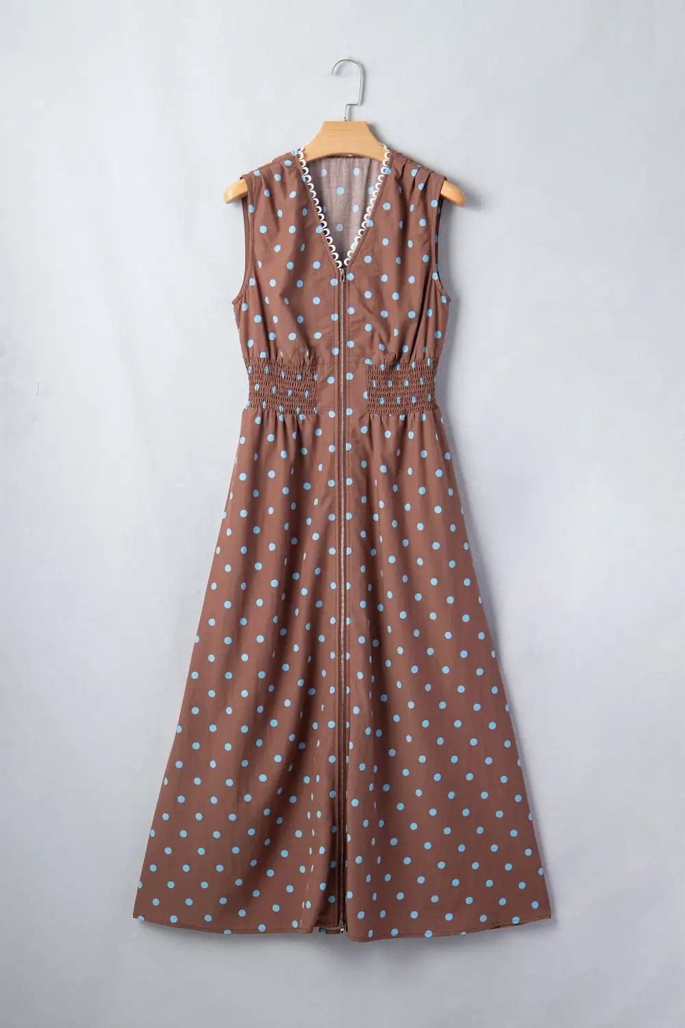 Polka Dot Printed V Neck Dress Casual
