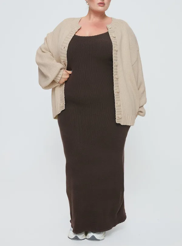Ribbed Button Cardigan Cream