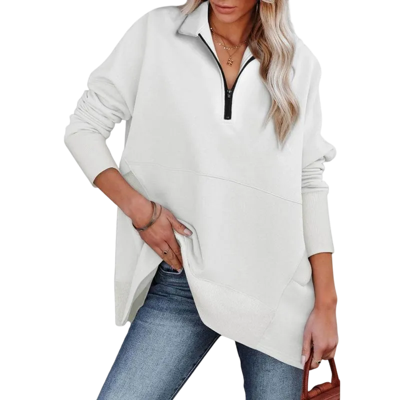 Women's Casual Oversized Half Zip Sweatshirts Long Sleeve
