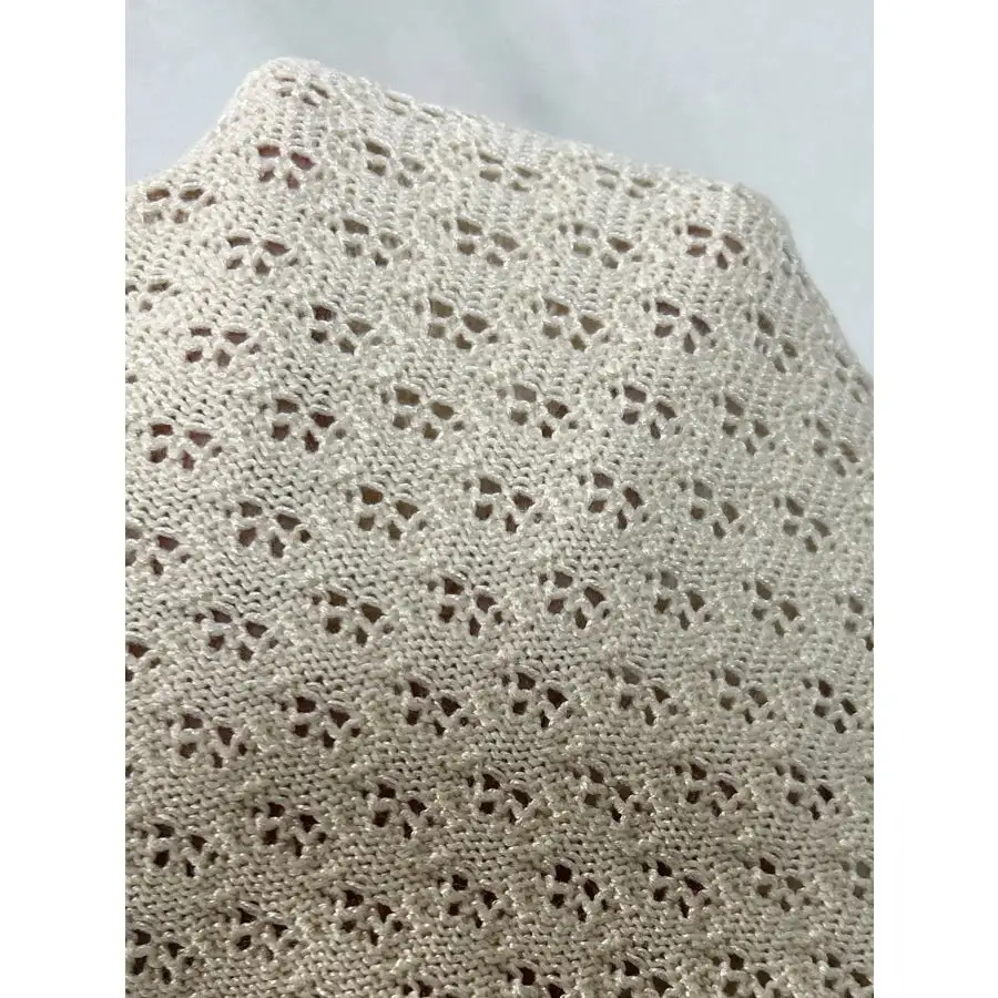 Openwork Button Up Top and Skirt Sweater Set