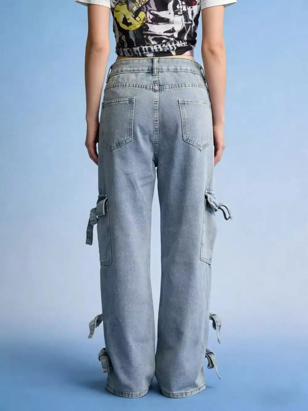 Raw Hem Tiered Denim Jeans
