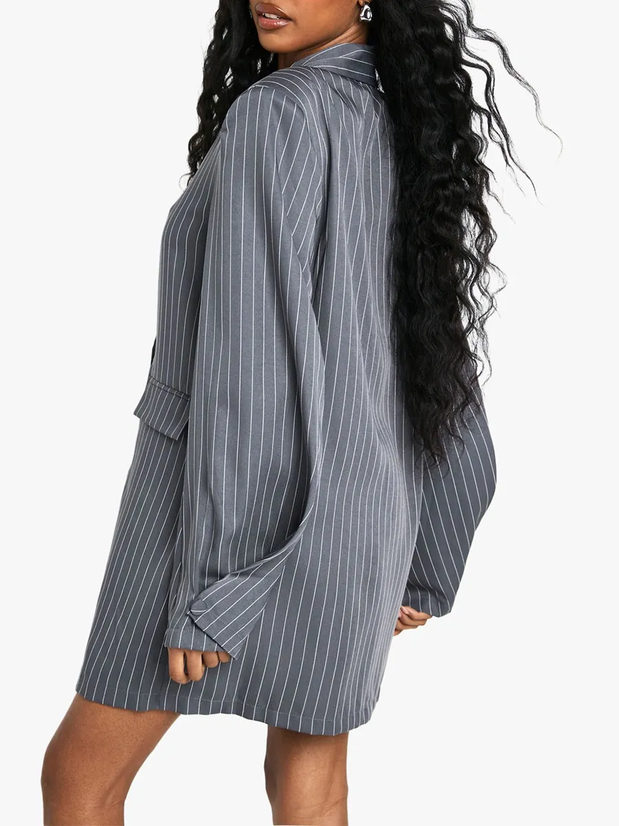 Women's Black Belted Waist Blazer Dress