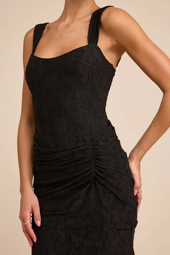 Celeste Yellow Floral Burnout Bustier Maxi Dress