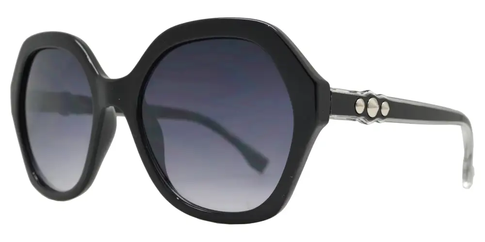 Women's Plastic Hexagon Sunglasses With Metal Studs