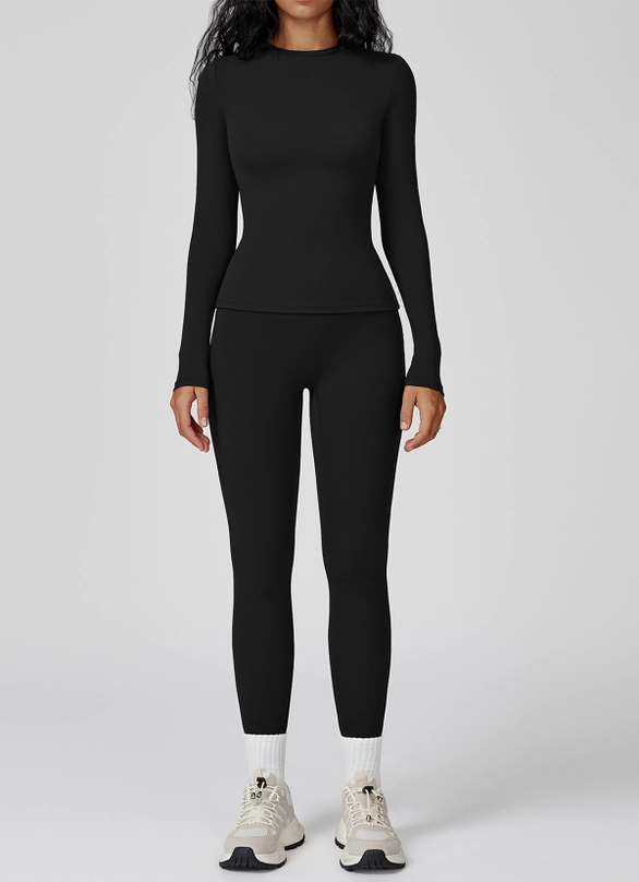 Long Sleeve Top with High Waist Sculpted Leggings Set