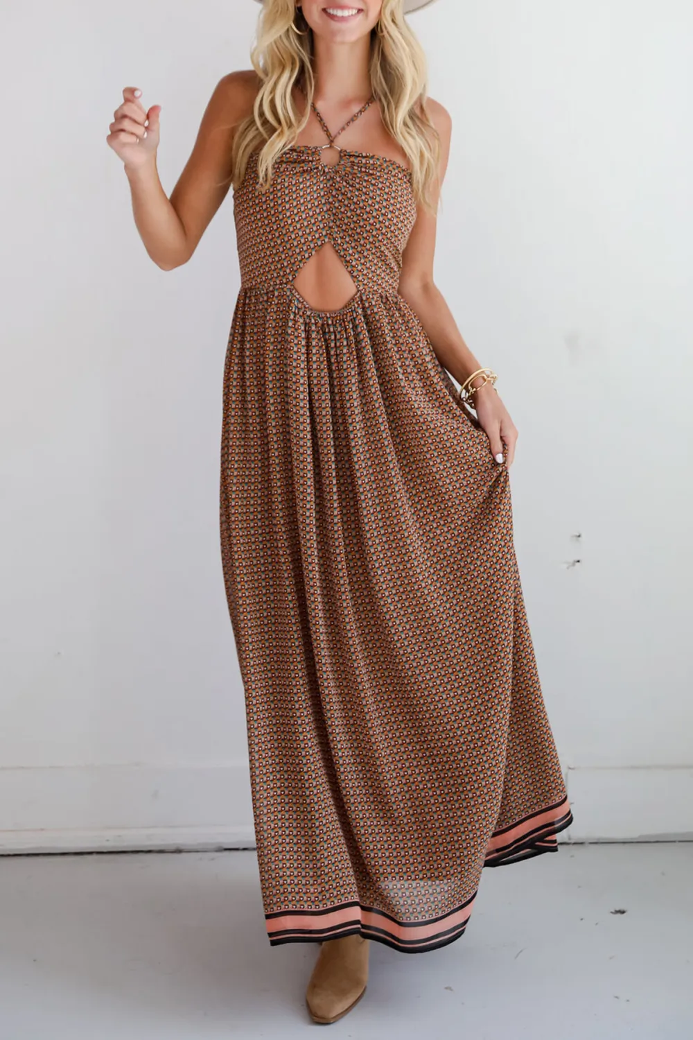 Mocha Sleeveless Maxi Dress