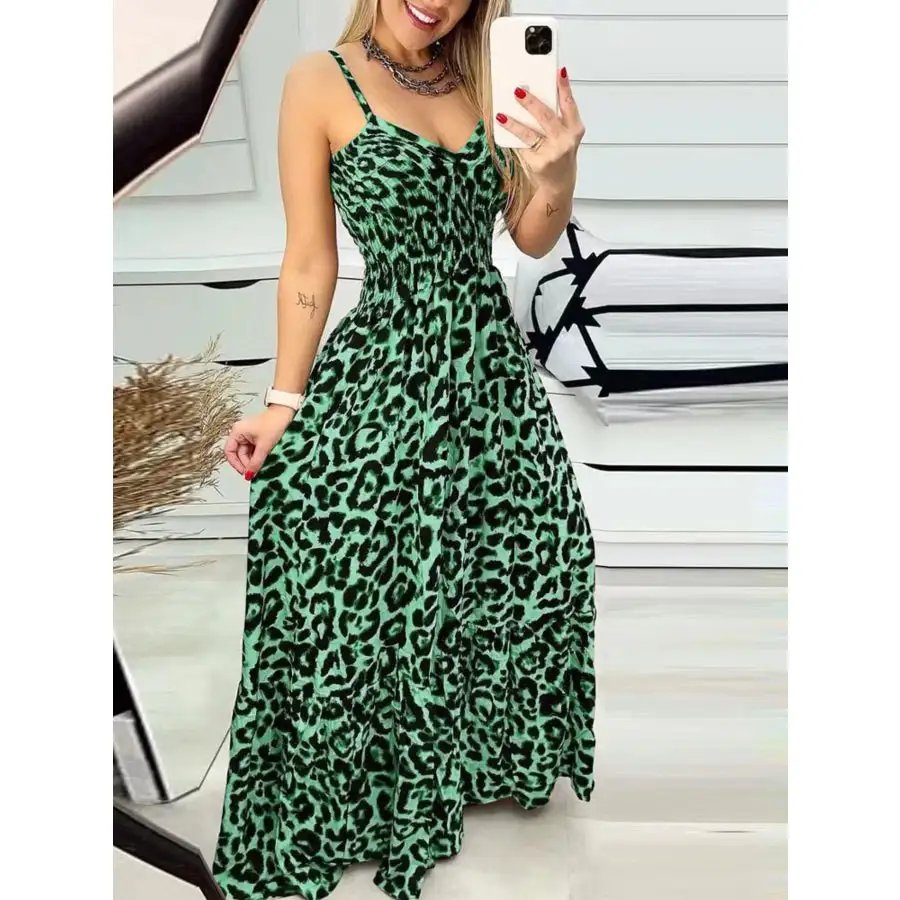 Full Size Print Spaghetti Strap Maxi Dress Plus Size