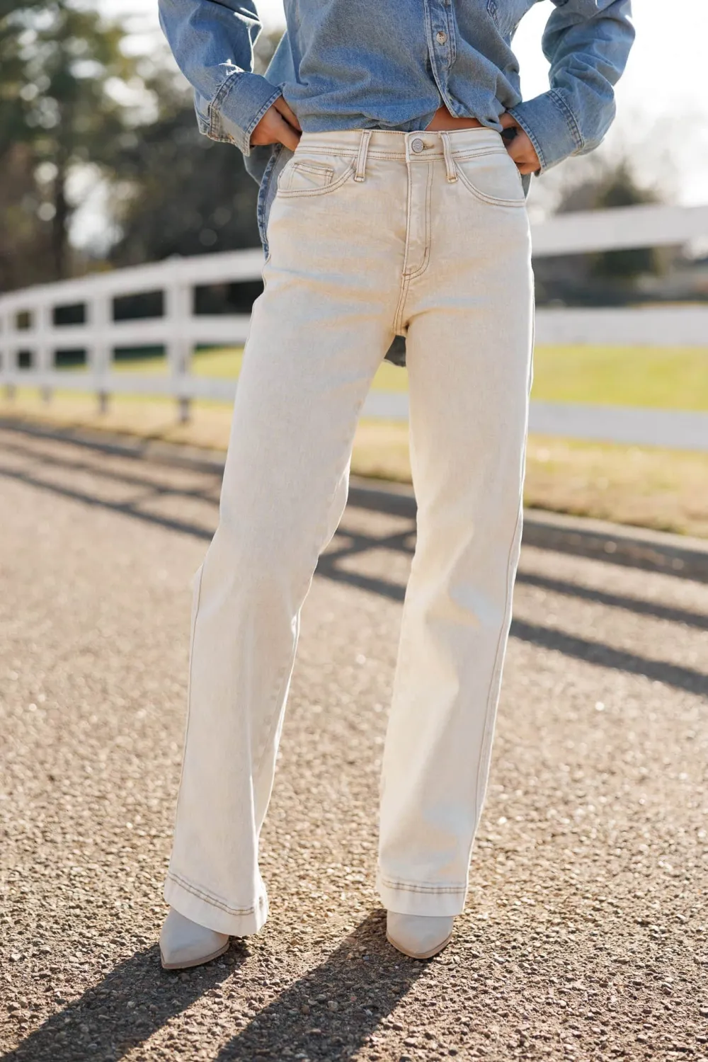 High-Rise Straight-Leg Denim Pants