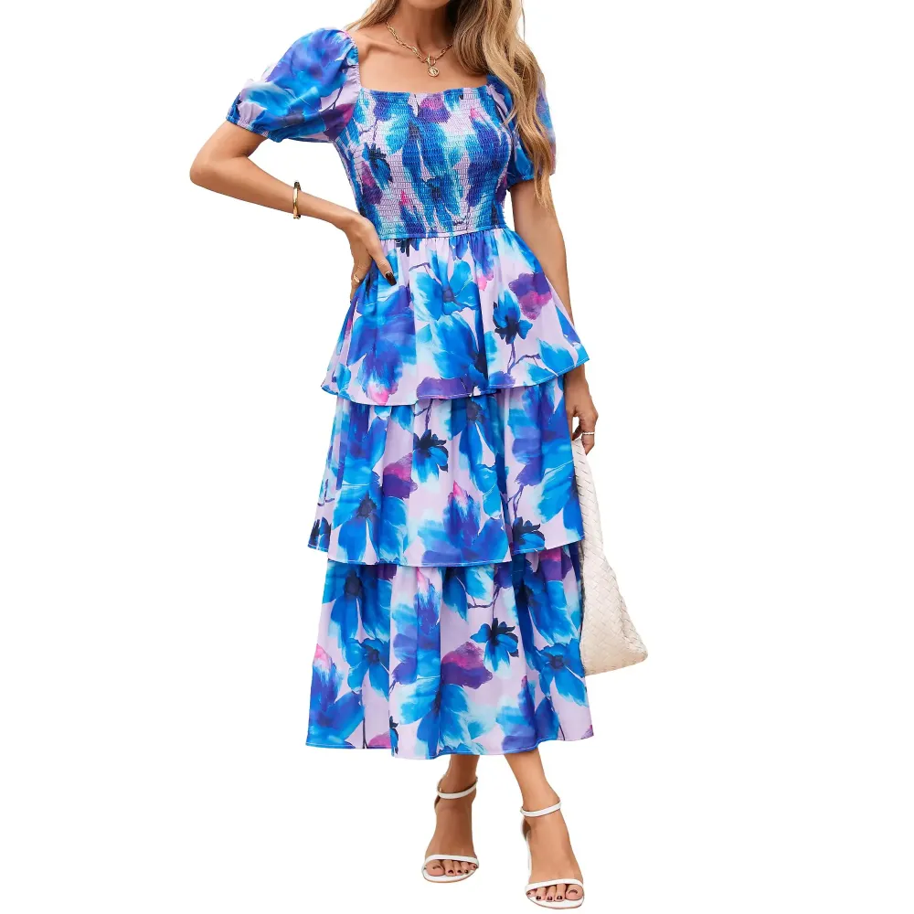 Women's Square Neck Smocked Dress