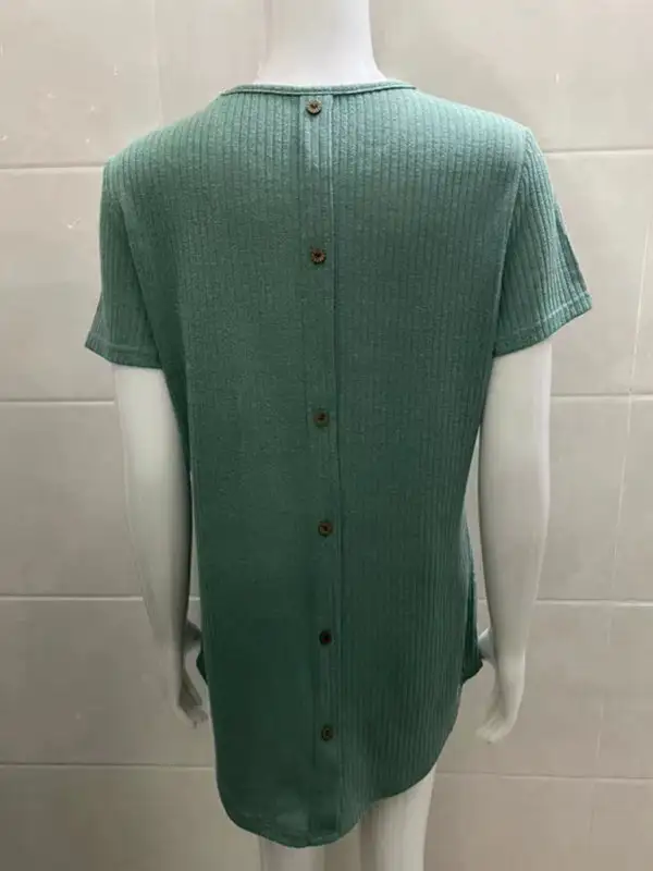 Round-Neck Collared Short-Sleeve Knit T-Shirt