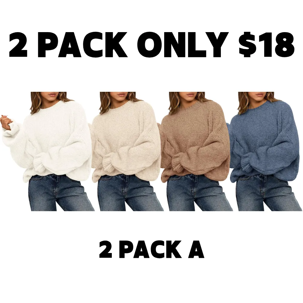Women's Oversized Sweater Crewneck Long Sleeve