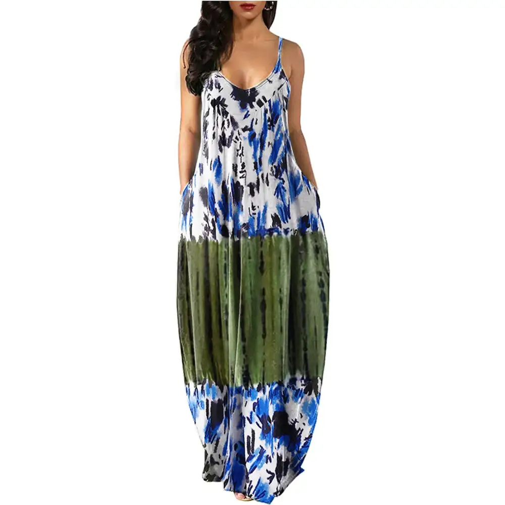 2023Women's Long Sleeveless V Neck Dress
