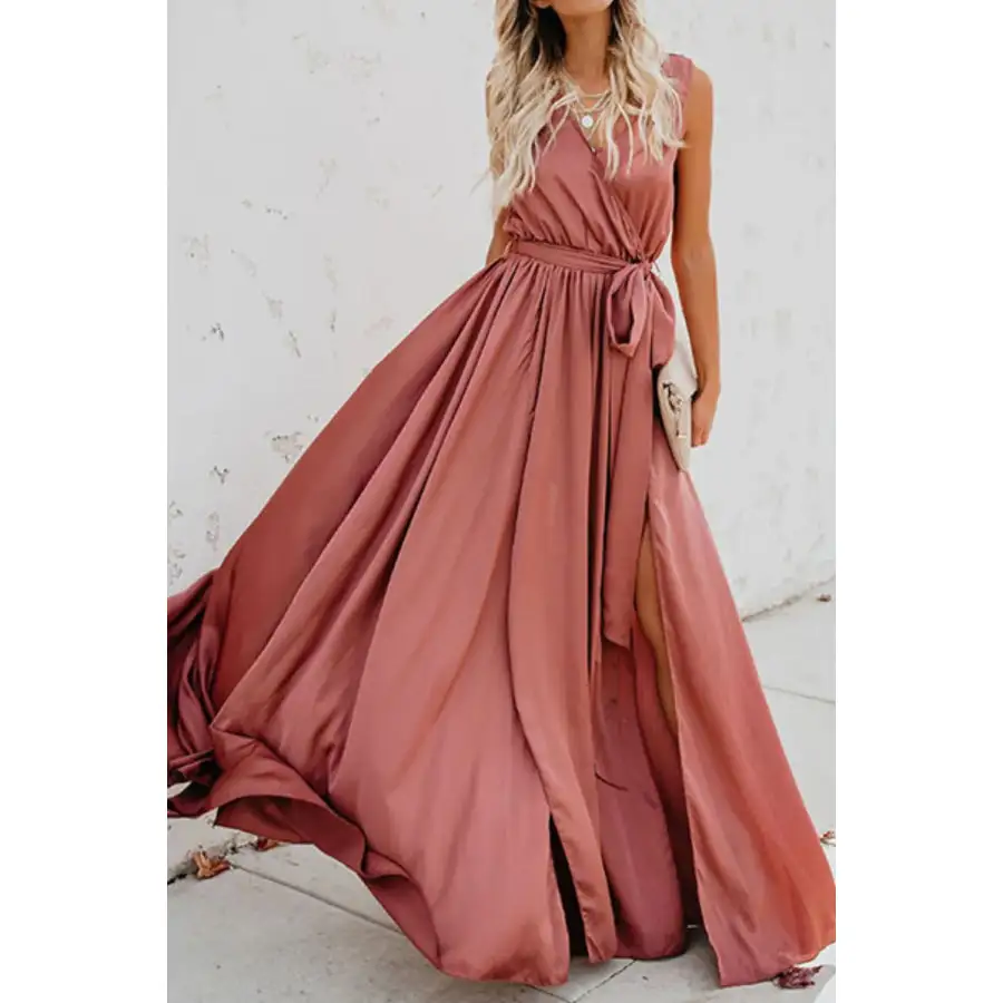 Surplice Tie Waist Maxi Dress