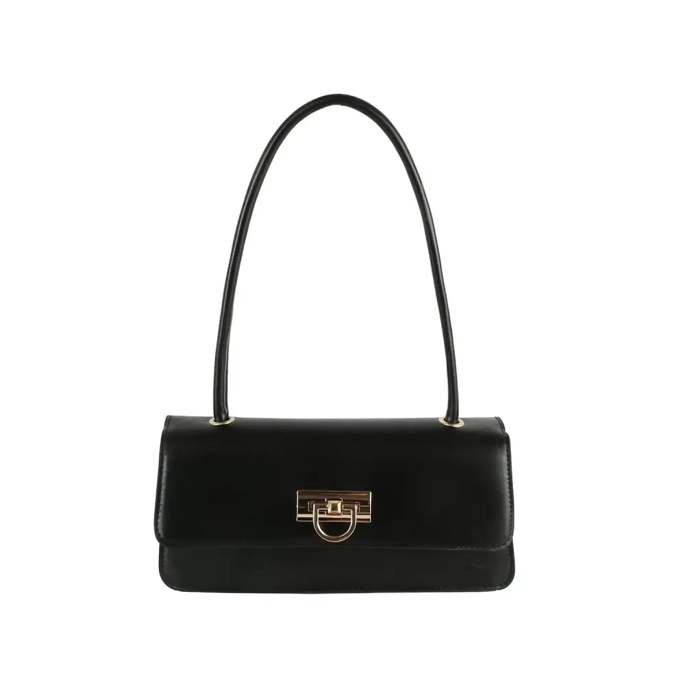 Modern Detail Flap Front Pocketed Faux Leather Shoulder Bag