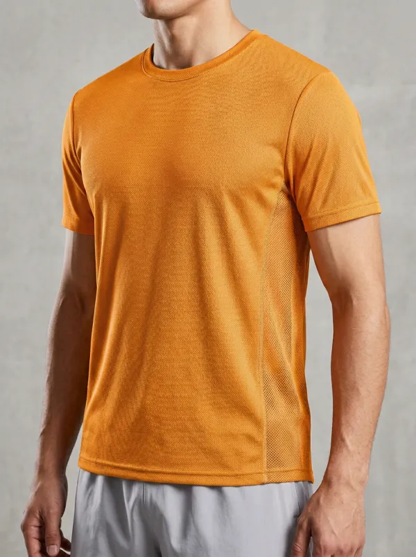 Men's Athletic Fitness Training Mesh Printed T-Shirt