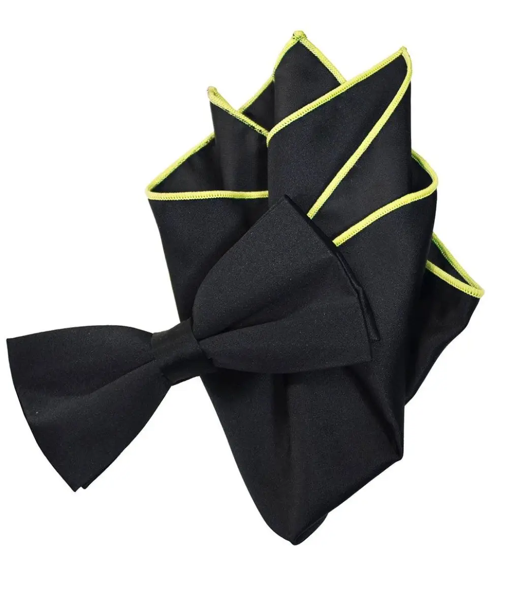 Classic Solid Polyester Bow Tie Set