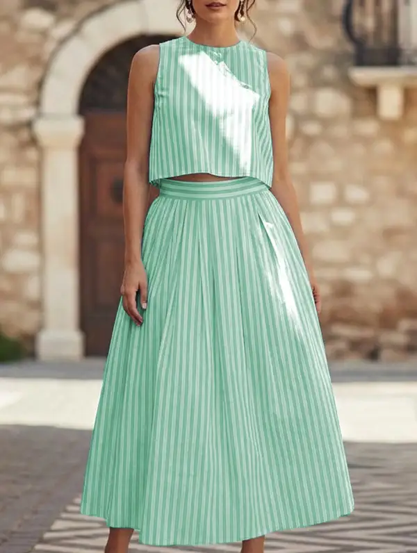 Stripe Tank A-Line Skirt Set