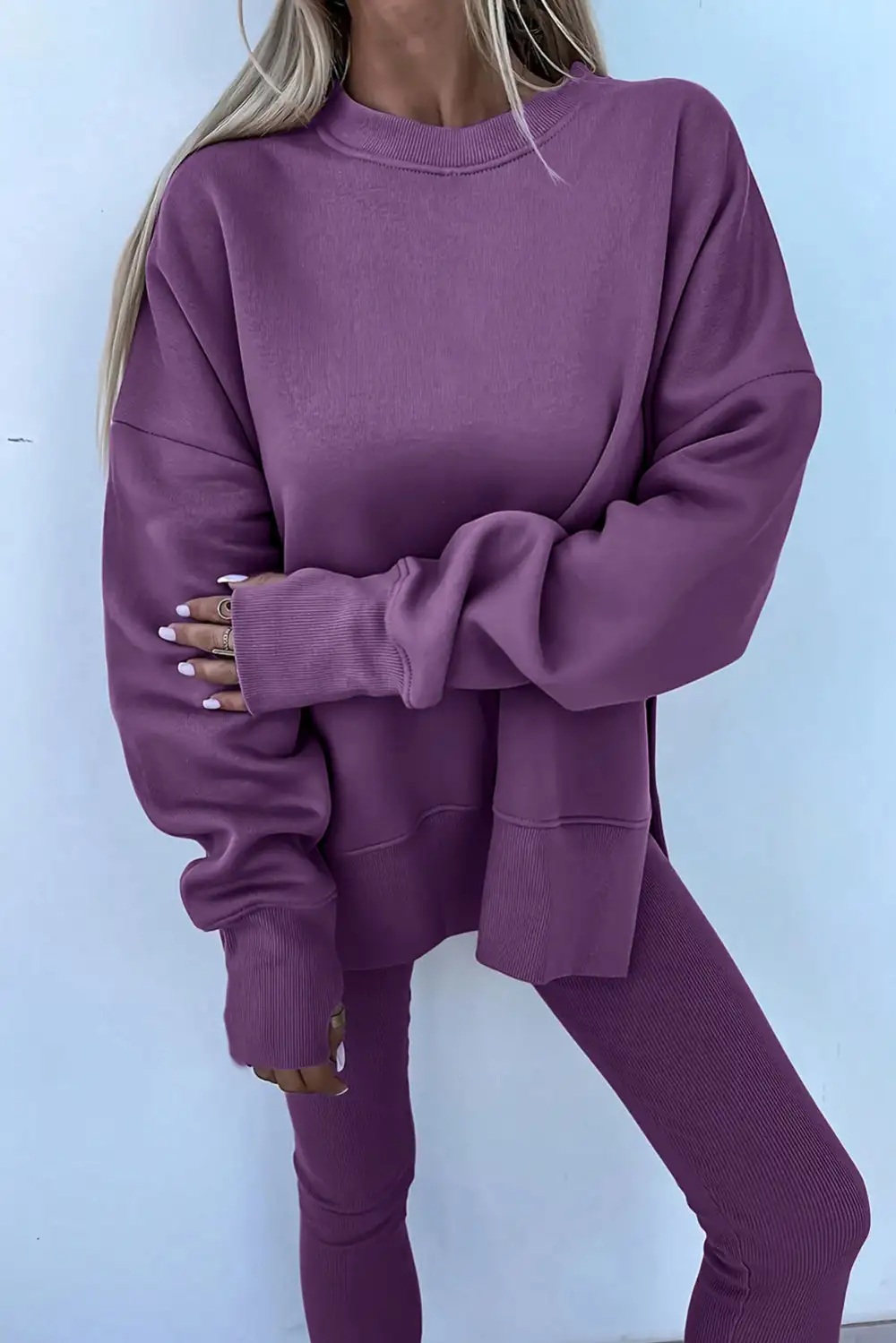 Solid Ribbed Cozy Everyday Lounge Set Comfort