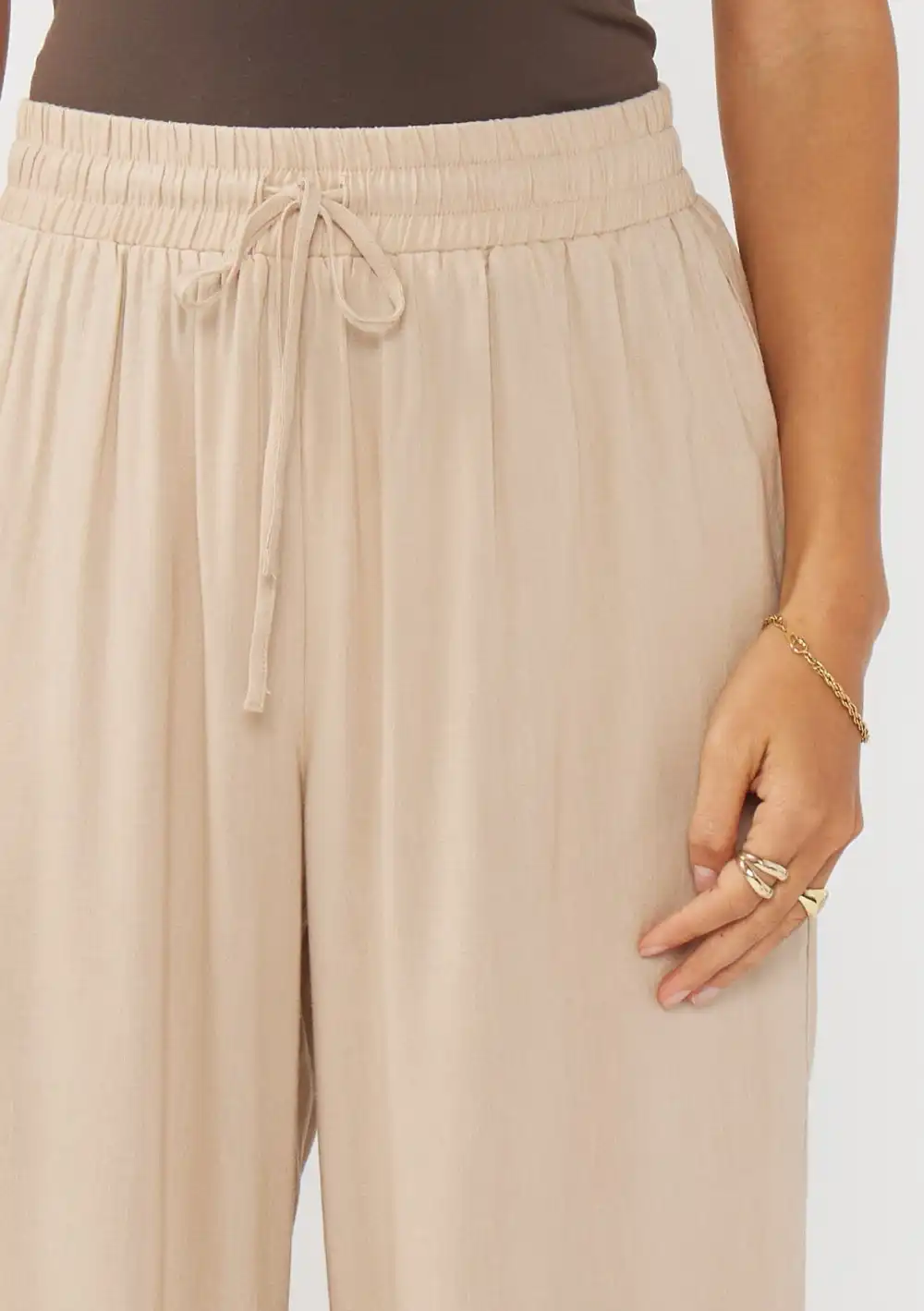 Drawstring High Rise Loose Pants