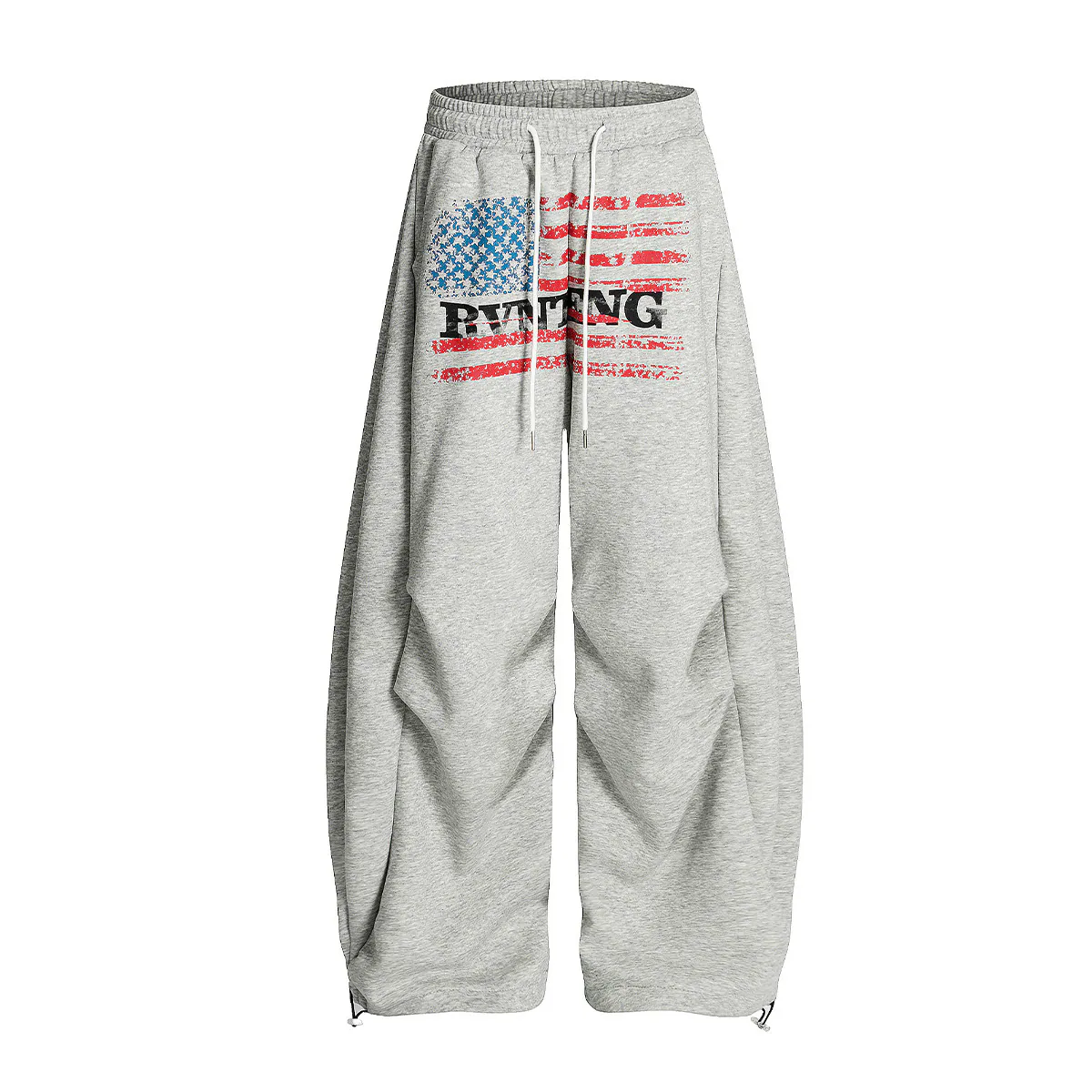 Vintage Flag Print Curved Sweatpants