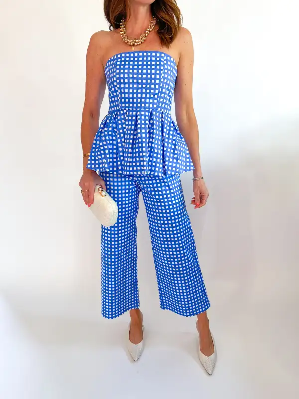 Textured Peplum Strapless Top