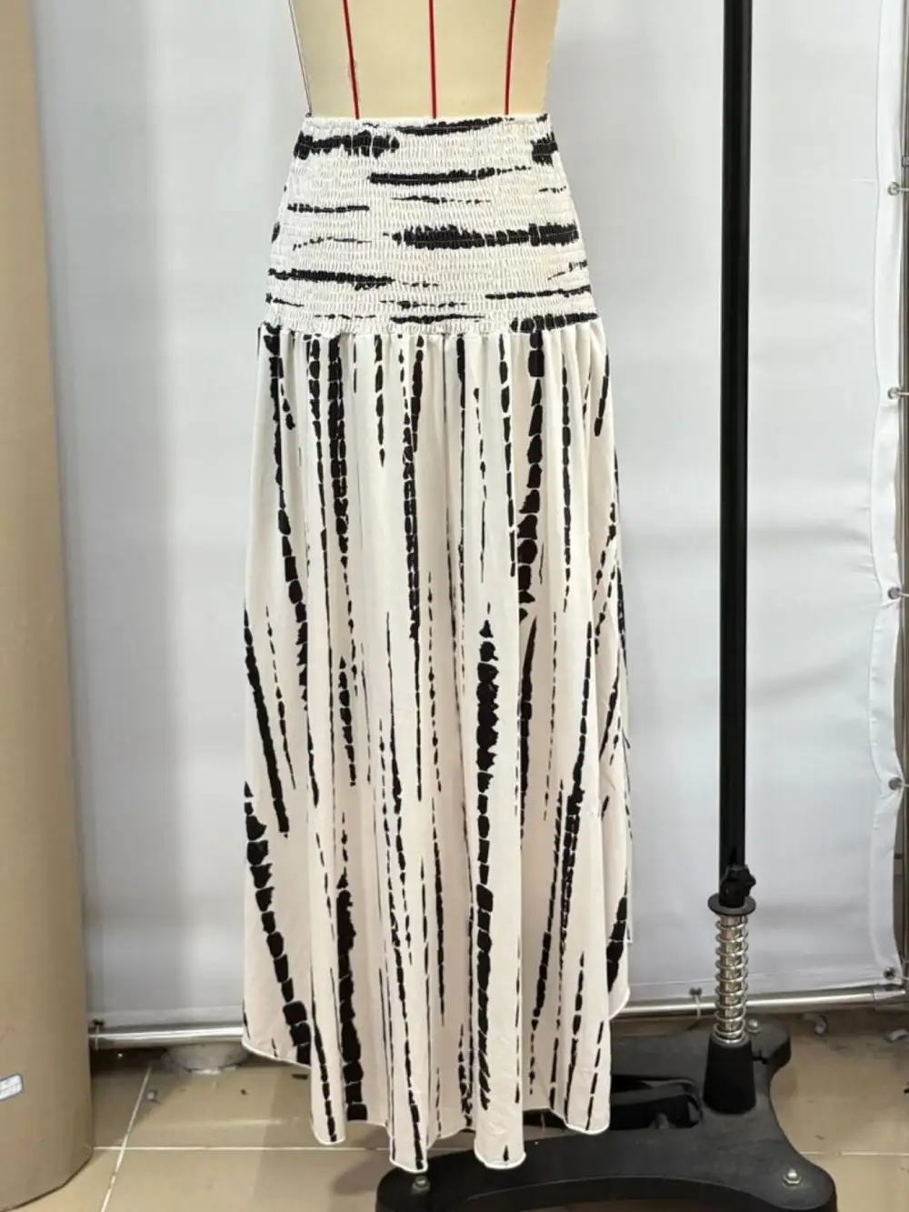 Plain Smocked Asymmetrical Skirt