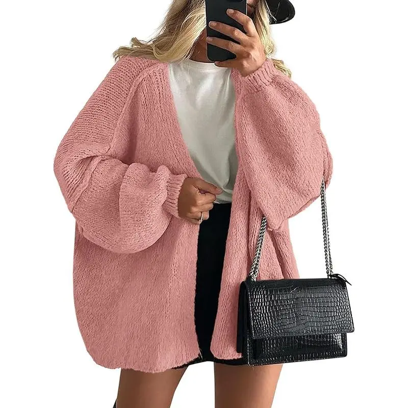 Womens Oversized Cardigan Sweaters 2025 Fall Long Lantern Sleeve Knit Open Front Lightweight Sweater Knitwear Womenswear