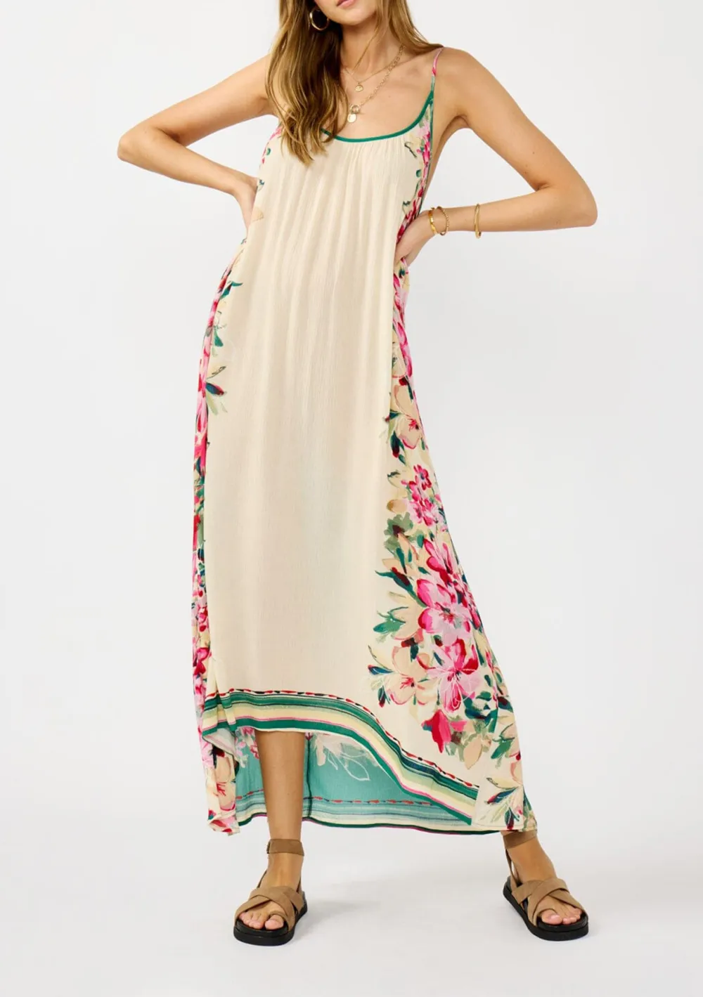 Printed Scoop Neck Maxi Dress