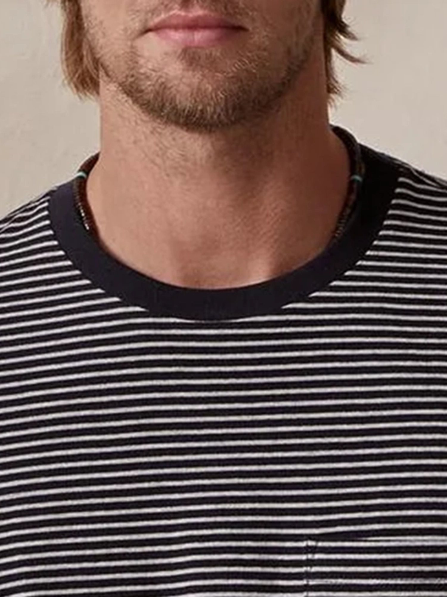 Men's Fashionable Round Neck Cotton Striped T-Shirt