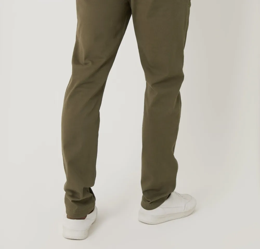 Men's Khaki Green Slim-Fit Chino Pants