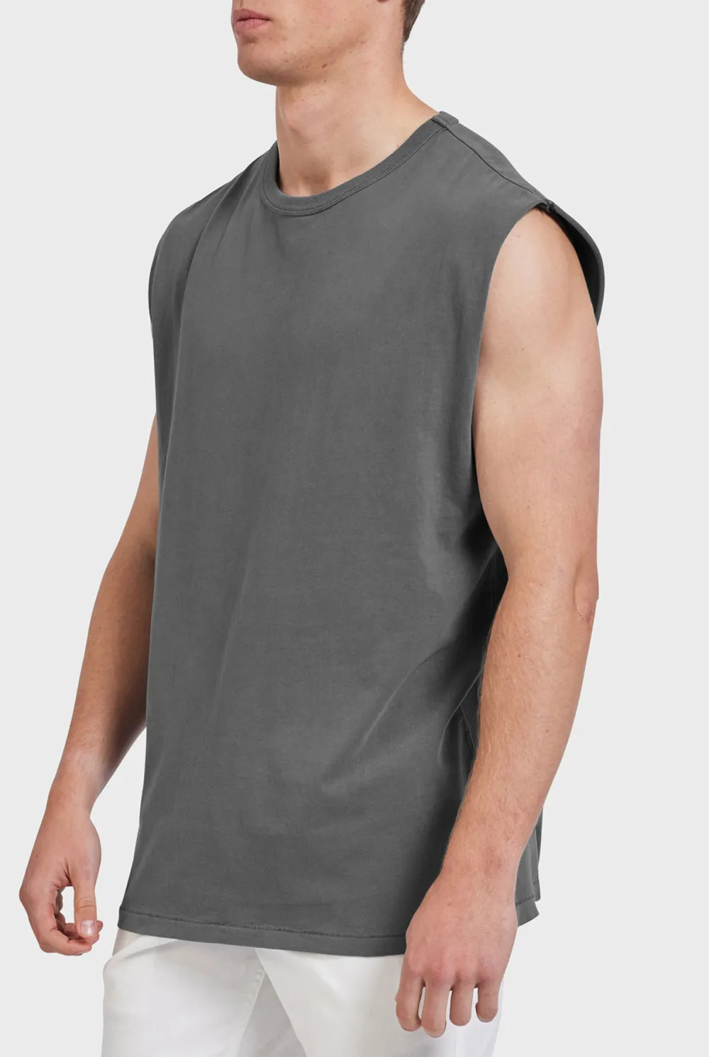Sleeveless Crew Neck Casual Tee