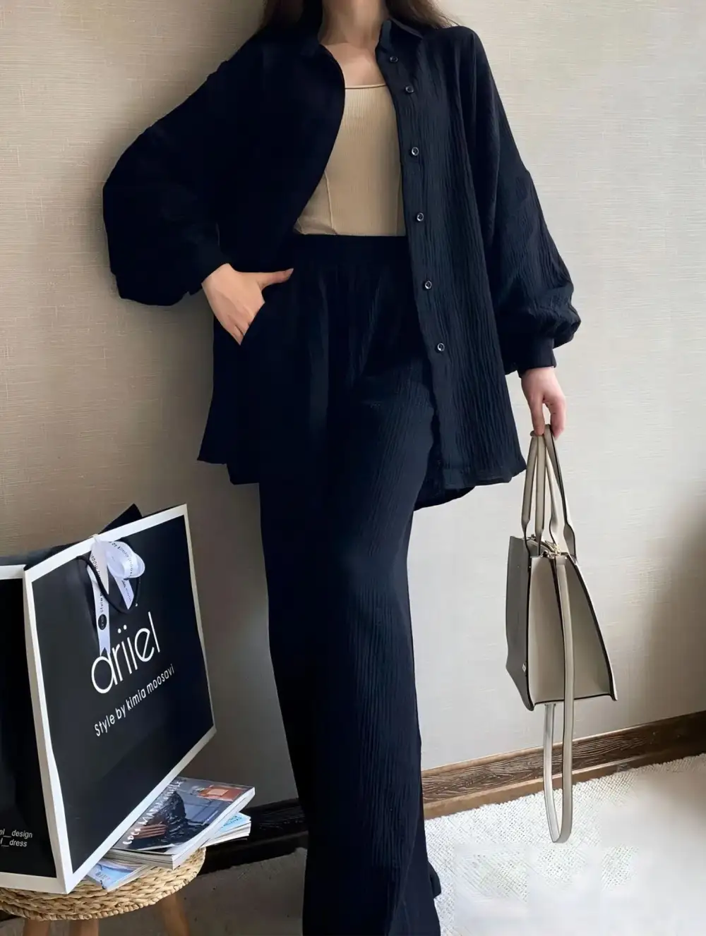 Long-Sleeved Lapel Shirt and Trousers Suit
