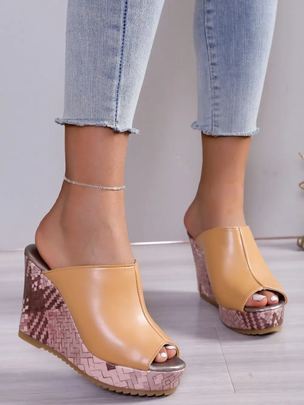 Pu Leather High Heel Sandals